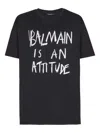 Balmain Crew Neck T Shirt Graphic Print Silk In Black