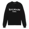 Balmain Logo Printed Cotton Sweatshirt In Black