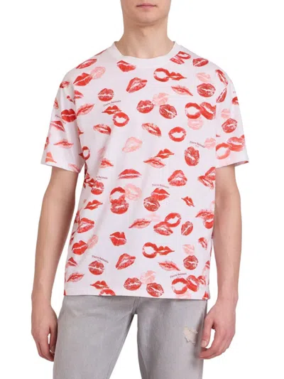 Balmain Men's Kiss Print T-shirt In White