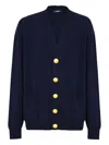 Balmain Knitted Cashmere Cardigan In Blue