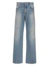 Balmain Distressed And Ripped Blue Jeans In Bleujean
