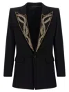 Balmain Leaf Design Embroidered Blazer In Black