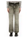 Balmain Degrade Washed-out Straight-leg Jeans In Grey