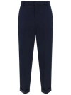 Balmain Draped Straight-leg Cropped Trousers In Navy