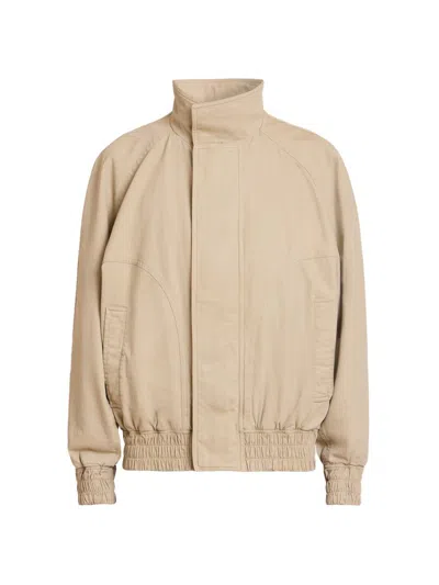 Balmain Men's Logo Cotton Bomber Jacket In Neutral