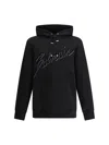 Balmain Cotton Hoodie With Embossed Velvet Logo In Black