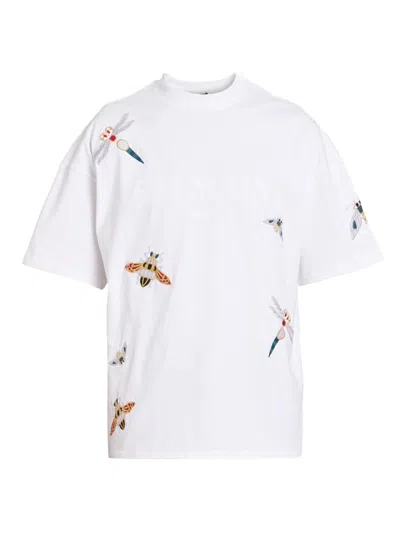 BALMAIN MEN'S LOGO EMBROIDERED COTTON T-SHIRT