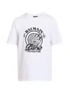 Balmain Short Sleeve Crew Neck Graphic Shirt In Multi