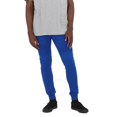Balmain Men's Logo Printed Cotton Jogging Pants In Blue