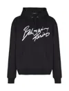 Balmain Script Logo Hoodie In Black