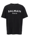 Balmain Black Crewneck T-shirt With Logo Lettering On The Front In Cotton Man