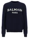 Balmain Men Logo Wool Sweater In Blue
