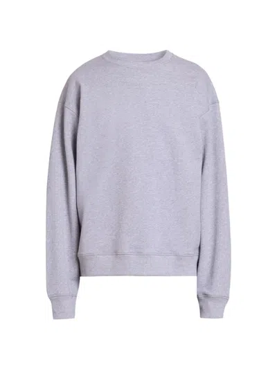 Balmain Men's Logo-embroidered Cotton Sweatshirt In Gray