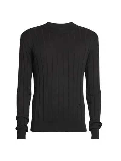 Balmain Men's Logo-embroidered Silk-blend Sweater In Multi
