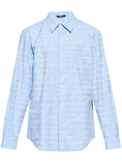 Balmain Long Sleeve Classic Shirt For Men In Blue