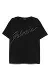 Balmain Men Black T-shirt With Logo Lettering On The Front In Cotton Man In Black