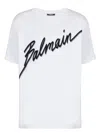Balmain Men White Crewneck T-shirt With Maxi Logo Lettering On The Front In Cotton Man In Blancnoir