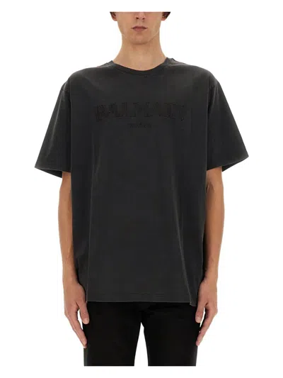 Balmain Men's Loose Ss Tshirt In Gris