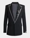 Balmain Long-sleeved Suit Coat In Black/crystal
