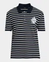 Balmain Men's Mariniere Stripe Polo Shirt In Black