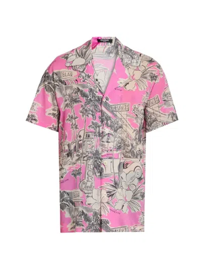 BALMAIN MEN'S MIAMI SILK-BLEND CAMP SHIRT