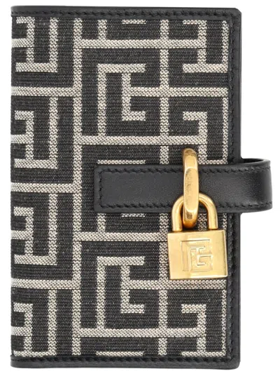 Balmain Men Monogram Card Holder With Padlock In Multi