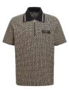 Balmain Labyrinth Polo Shirt With Jacquard Effect In Ivornoir