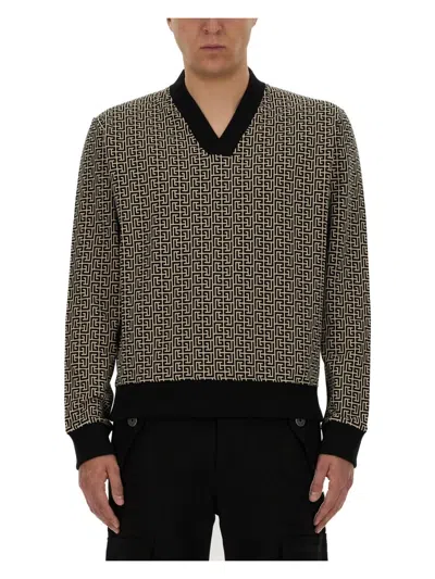 BALMAIN MEN'S MONOGRAM JERSEY | SIZE MEDIUM | CH0JS120