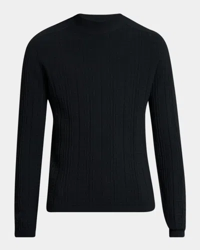 Balmain Men's Monogram Knit Mock Neck Sweater In Black