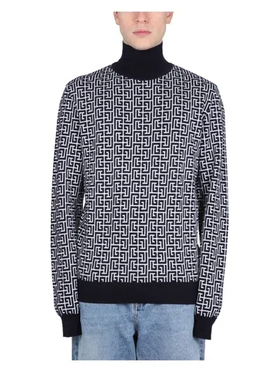 BALMAIN MEN'S MONOGRAM LOGO SHIRT | SIZE MEDIUM | BH1KF010