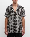 Balmain Lapel Shirt Geometric Pattern In Black