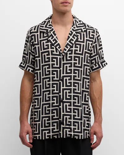 BALMAIN MEN'S MONOGRAM PAJAMA SHIRT