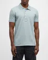 Balmain Men's Monogram Pique Polo Shirt In Grey