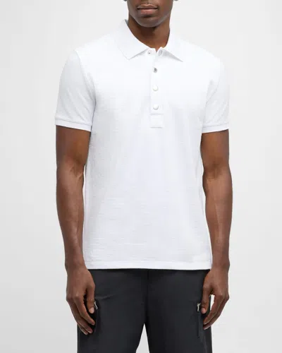 BALMAIN MEN'S MONOGRAM PIQUE POLO SHIRT