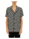 Balmain Lapel Shirt Geometric Pattern In Black