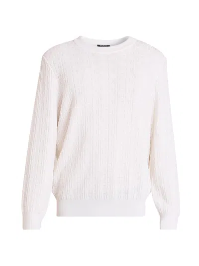 Balmain Men's Monogram Vanise Knit Sweater In White
