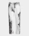 Balmain Men's Moon-print Regular-fit Jeans In White/blk