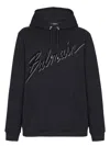 Balmain Cotton Hoodie With Embossed Velvet Logo In Noir