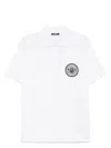 Balmain White Polo Shirt With Collar And Coin Print On The Front In Cotton Man In Blancnoir