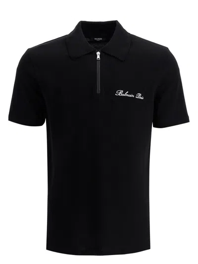 Balmain Men's Oversized Ss Polo Shirt In Noirblanc