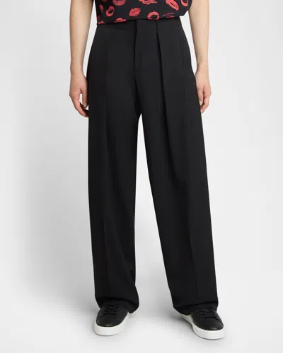 Balmain Men's Pleated Wool Pants In Black