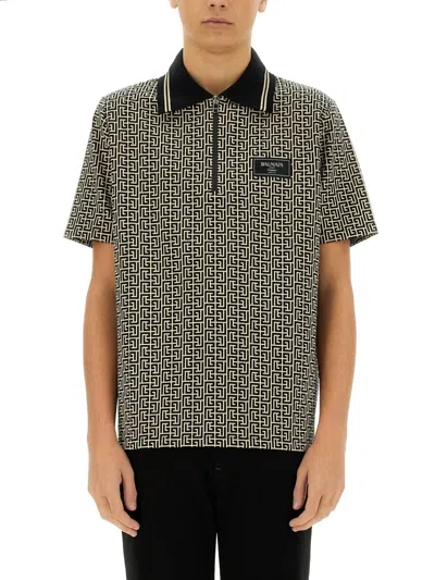BALMAIN BALMAIN MEN POLO SHIRT WITH MONOGRAM