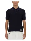 Balmain Polo Shirt In Merino Wool In Blue