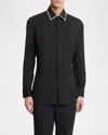 Balmain Crystal-embellished Collar Shirt In Black