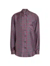 Balmain Printed Silk Shirt In Brown