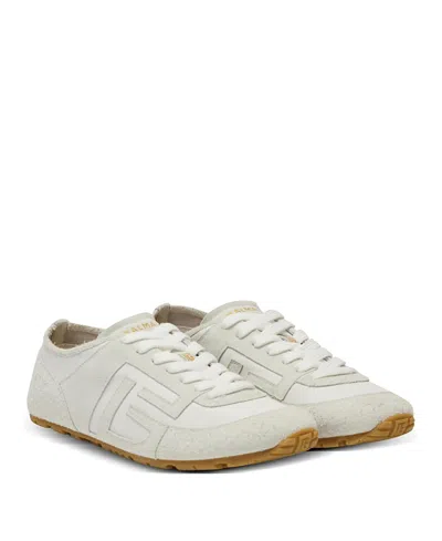 Balmain Men's Racer 45 Trainers In Lambskin And Suede In White