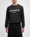 Balmain Logo Printed Cotton Sweatshirt In Black