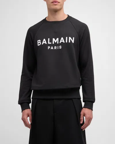 Balmain Men's Raglan Logo Sweatshirt In Black