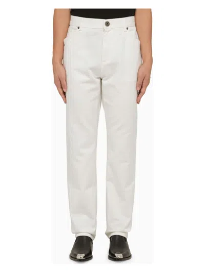 Balmain Men's Regular Cotton Trousers In White