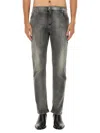 Balmain Regular Fit Washed Denim Jeans In Gray